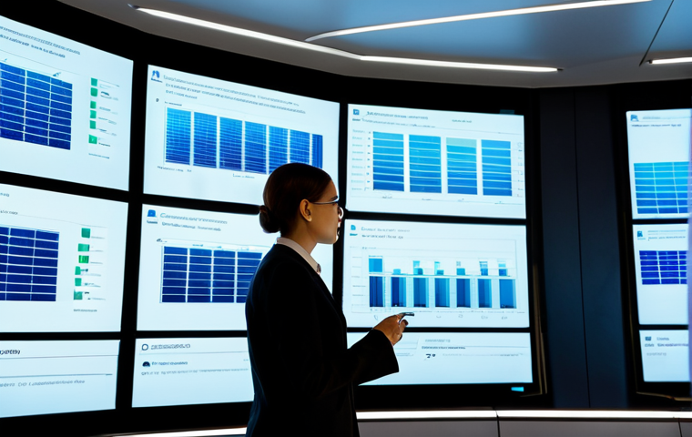 A professional energy engineer, either male or female, in a sleek, modern control room. They are wearing a modest business suit and are intently viewing a large, interactive display that visualizes a smart energy grid. The display shows interconnected renewable energy sources like offshore wind farms and vast solar arrays, seamlessly linked to large-scale battery energy storage systems (BESS). The ambiance is futuristic, clean, and well-lit, with subtle digital interfaces. The image conveys innovation and strategic oversight in energy management. safe for work, appropriate content, fully clothed, professional, perfect anatomy, correct proportions, natural pose, well-formed hands, proper finger count, natural body proportions.