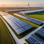 ESS의 시장 성장 전망 및 예측 - **Large-Scale Energy Storage Integration with Renewables:**
    "A breathtaking panoramic shot of a ...