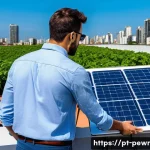 Home 17 ESS와 그리드 파리티의 이해 - A modern Brazilian urban rooftop solar installation integrated with a sleek lithium-ion battery ener...